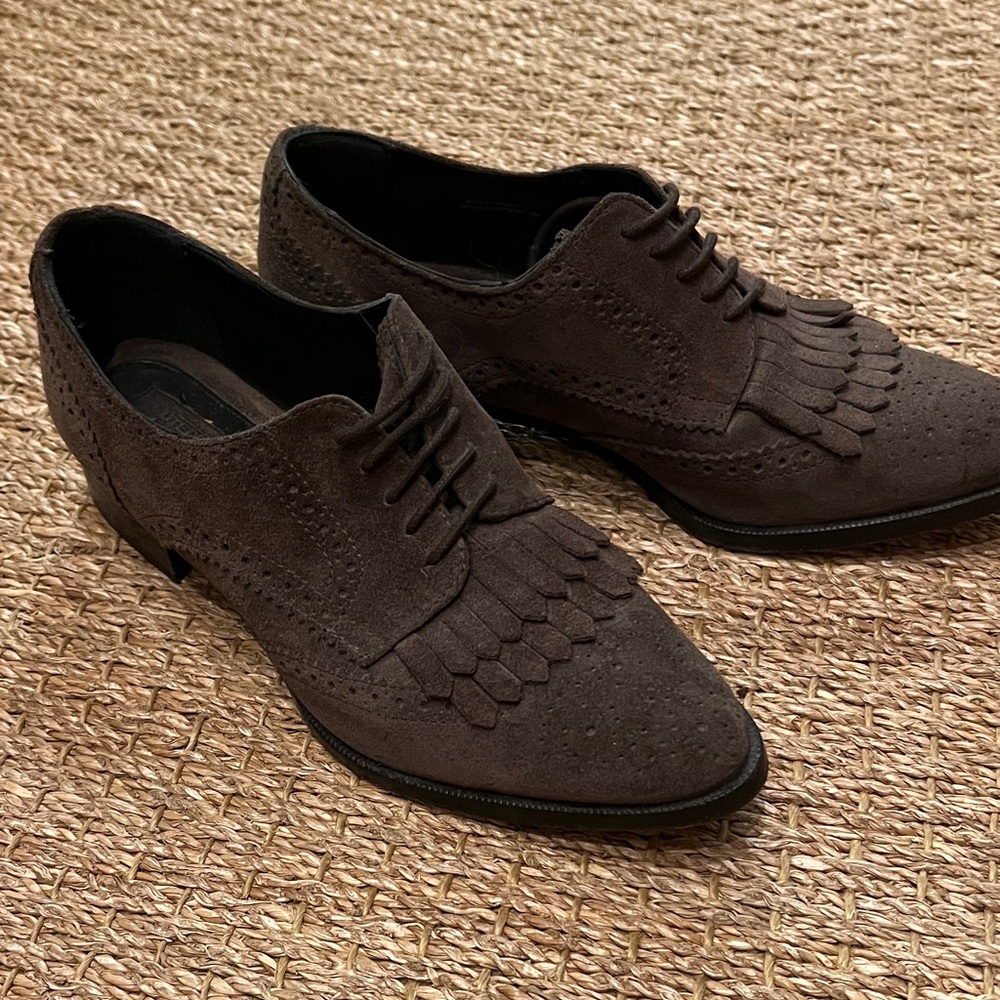 Uterque Women's Dark Brown Suede Loafers